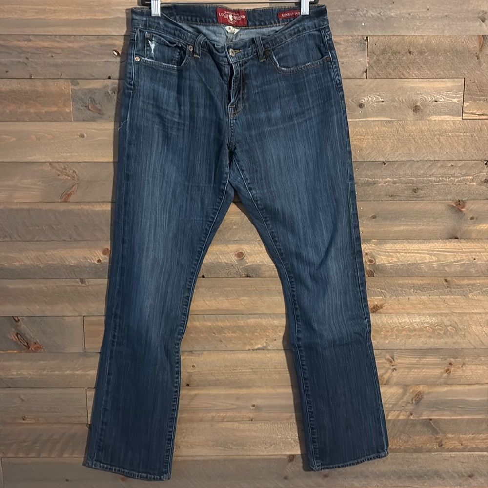Gently Worn - Lucky Brand Dark- Sienna Tomboy Straight Leg - distressed - Size 8